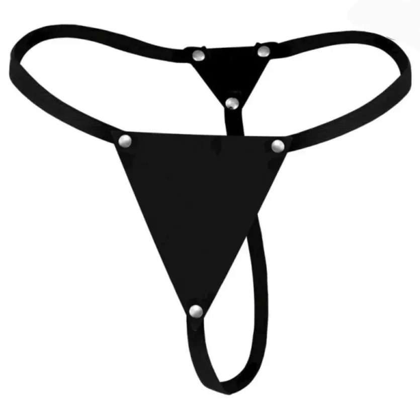 Calcinha triângulo couro